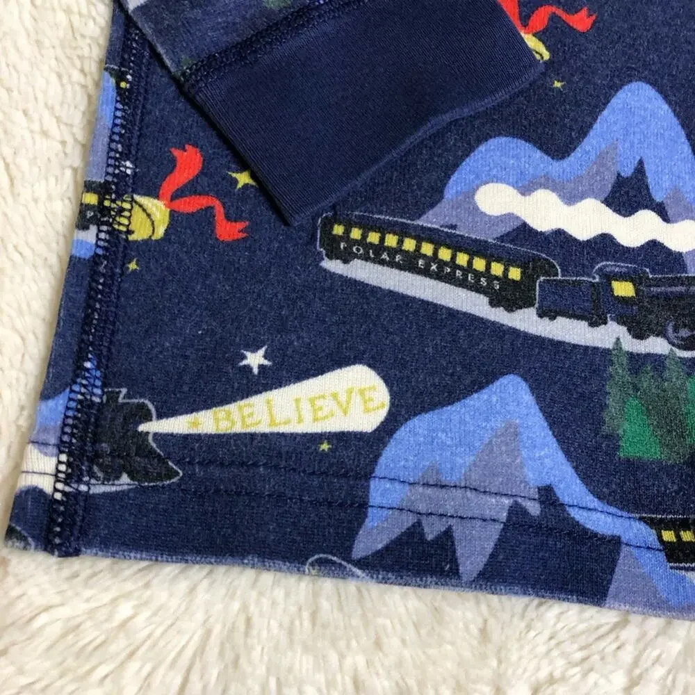 Hanna Andersson Polar Express Christmas blue train pajama set size 150 or US 12